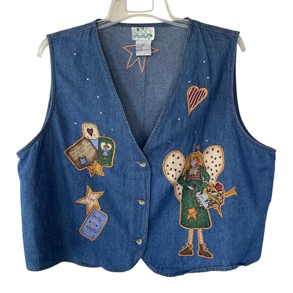 Quacker Factory Denim Angel buttondown vest - Picture 1 of 10